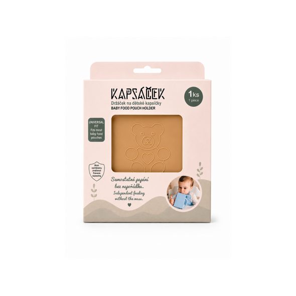 KAPSÁČEK DRŽÁČEK NA DĚTSKOU KAPSIČKU BÉŽOVÝ - KAPSIČKY NA JÍDLO - KRMENÍ