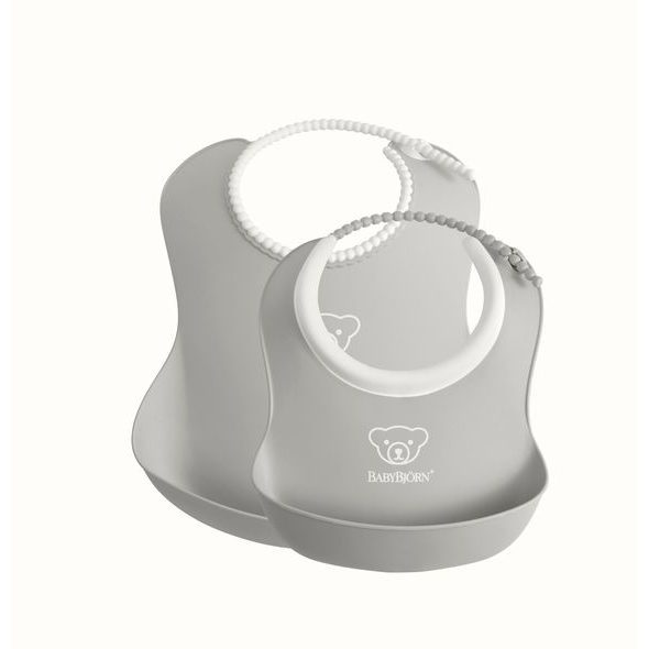 BABYBJORN BABYBJÖRN SET BRYNDÁKŮ 2 KS VELKÝ A MALÝ ŠEDÝ - BRYNDÁKY - KRMENÍ