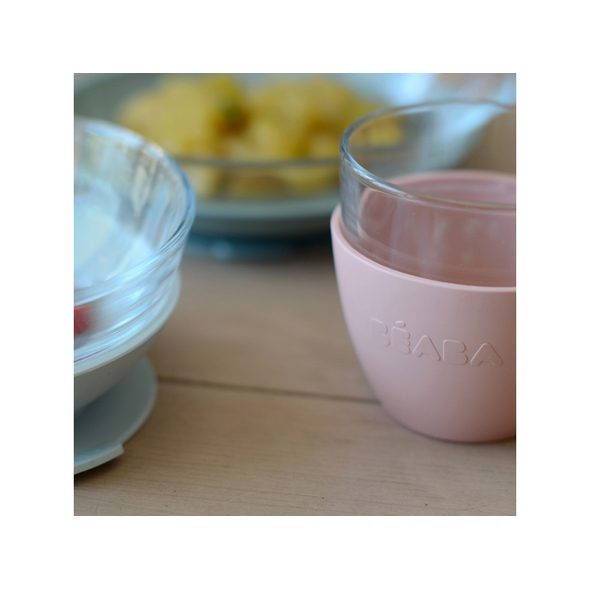 BEABA JÍDELNÍ SADA SKLENĚNÁ S PŘÍSAVKAMI EUCALYPTUS - MISKY, TALÍŘKY A PODLOŽKY - KRMENÍ