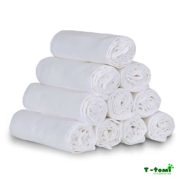 T-TOMI LÁTKOVÉ TETRA PLENY 80X80, SADA 10 KS, BÍLÉ - TOP KVALITA - LÁTKOVÉ PLENY SKLÁDANÉ - PŘEBALOVÁNÍ