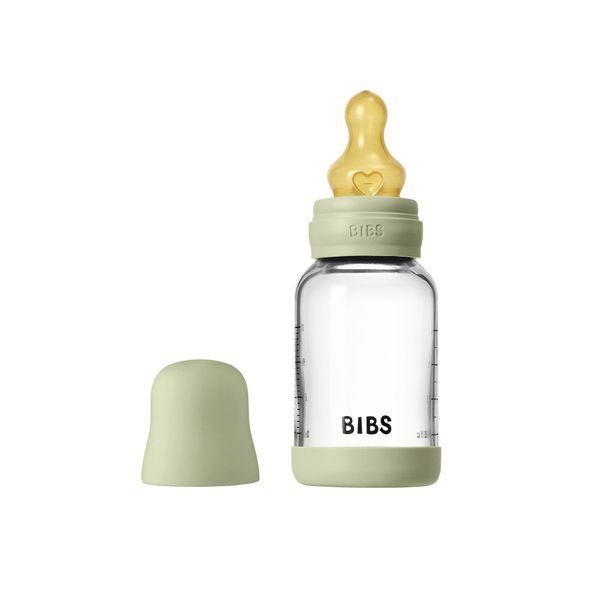 BIBS ANTIKOLIKOVÁ SKLENENÁ FĽAŠA S KAUČUKOVÝM CUMLÍKOM 120ML - KOJENECKÉ LAHVE - KRMENÍ