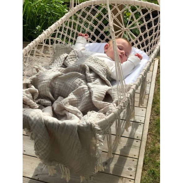 VINTER & BLOOM DEKA FEATHER MUSLIN ORGANIC PEBBLE GREIGE - DĚTSKÉ DEKY PRO MIMINKA - SPINKÁNÍ