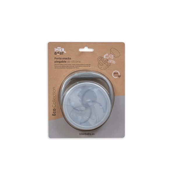 INTERBABY SKLÁDACÍ SILIKONOVÝ HRNEK NA SVAČINKU - ŠEDÝ - DĚTSKÉ HRNEČKY - KRMENÍ