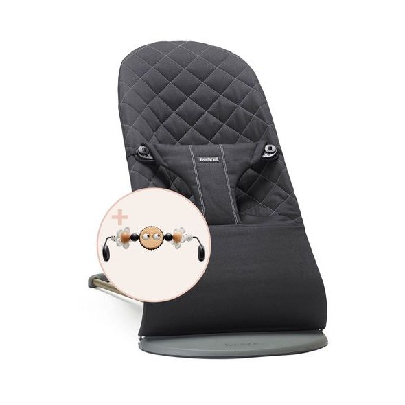 BABYBJORN BABYBJORN LEHÁTKO BLISS BLACK WOVEN S HRAČKOU GOOGLY EYES BLACK/WHITE - LEHÁTKA A HOUPADLA - SPINKÁNÍ