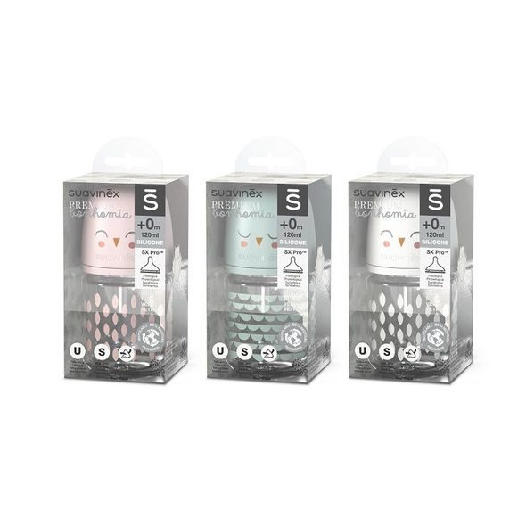 SUAVINEX SUAVINEX | LÁHEV SKLO BONHOMIA 120 ML FYZIOLOGICKÁ SX PRO +0 SF - KOJENECKÉ LAHVE - KRMENÍ