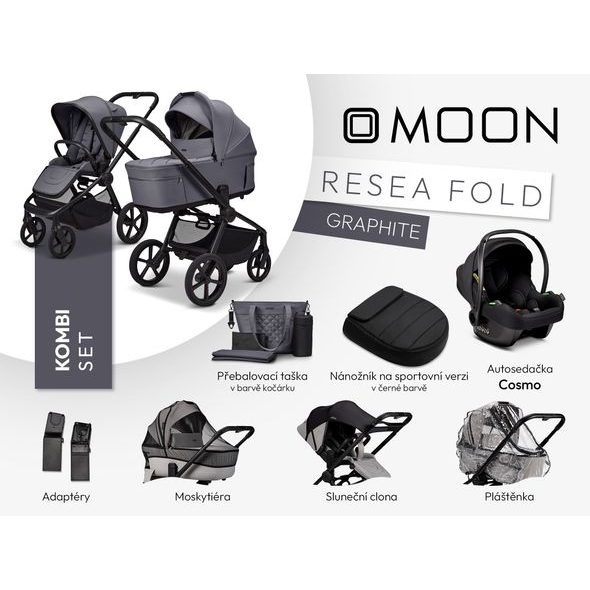 MOON RESEA FOLD KOMBI SET - GRAPHITE - KOMBINACE S PŘÍSLUŠENSTVÍM - KOČÁRKY A PŘÍSLUŠENSTVÍ