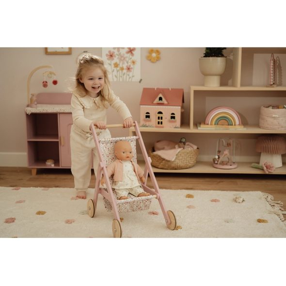 LITTLE DUTCH KOČÁREK PRO PANENKY GOLFKY DŘEVĚNÉ PINK - LITTLE DUTCH - PRO DĚTI