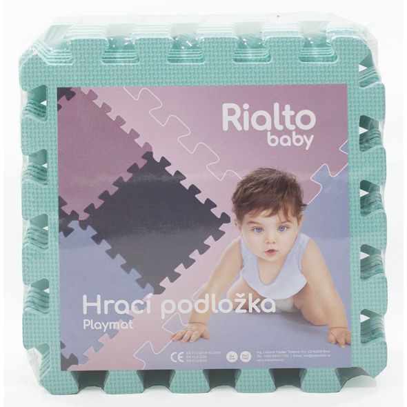 RIALTO BABY HRACÍ PODLOŽKA PUZZLE LIGHT GREEN 90X90 CM - HRACÍ PODLOŽKY NA ZEM - SPINKÁNÍ