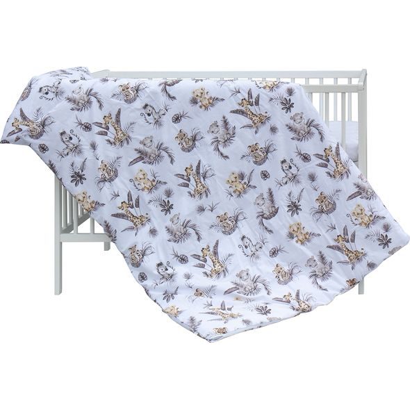 SCARLETT DĚTSKÁ POSTÝLKA S KOMPLETNÍ VÝBAVOU AFRIKA BÉŽOVÁ 120 X 60 CM - DŘEVĚNÉ POSTÝLKY - SPINKÁNÍ