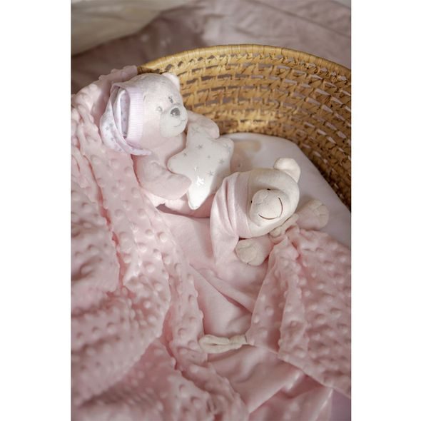 INTERBABY DEKA MĚKKÁ KULIČKY + PŘÍTULKA + MEDVÍDEK - RŮŽOVÁ - DĚTSKÉ DEKY PRO MIMINKA - SPINKÁNÍ