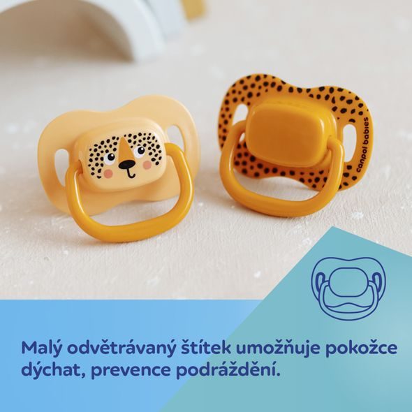 CANPOL BABIES SET SYMETRICKÝCH SILIKONOVÝCH DUDLÍKŮ BABIESBOO 0-6M 2KS ORANŽOVÝ - ŠIDÍTKA A DOPLŇKY - KRMENÍ