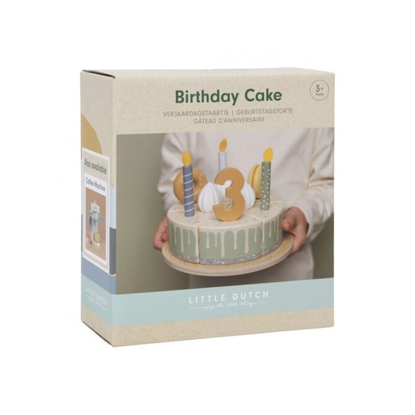 LITTLE DUTCH NAROZENINOVÝ DORT 26 DÍLŮ DŘEVĚNÝ BLUE - DŘEVĚNÉ HRAČKY - PRO DĚTI
