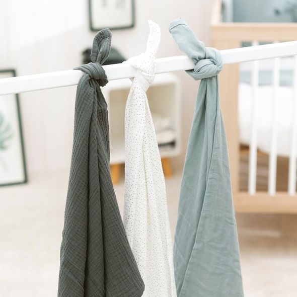 NATTOU PLENKY MUŠELÍNOVÉ 3 KS LA 65X65 CM - LÁTKOVÉ PLENY SKLÁDANÉ - PŘEBALOVÁNÍ