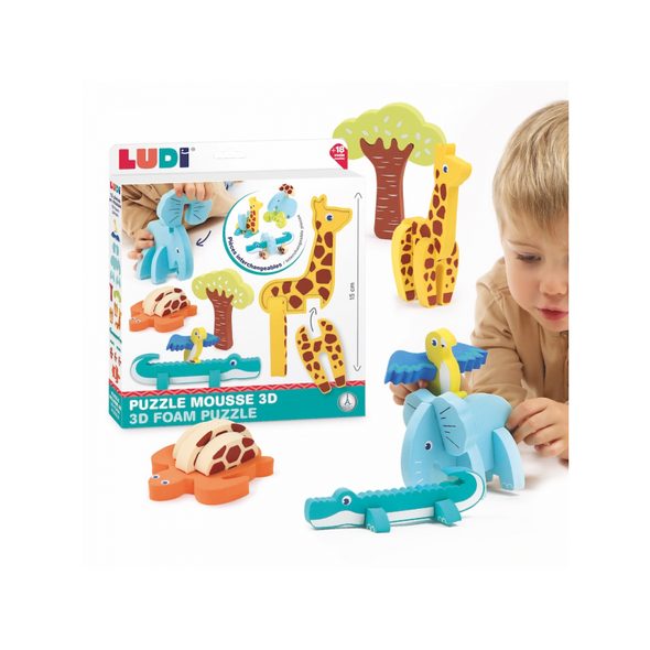 LUDI PUZZLE PĚNOVÉ 3D ZVÍŘÁTKA - VKLÁDÁNÍ TVARŮ - PRO DĚTI