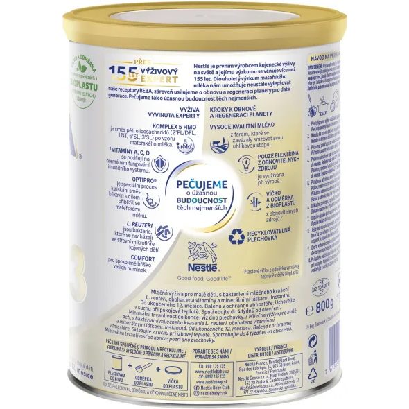 BEBA COMFORT 3 5HMO 800G - KOJENECKÁ MLÉKA - KRMENÍ