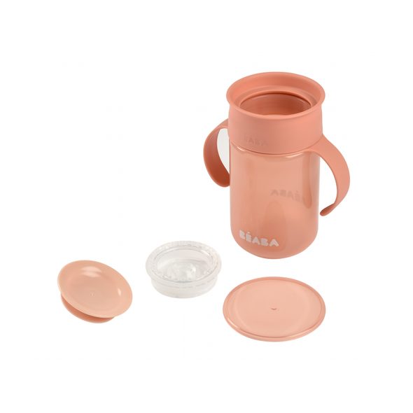 BEABA HRNEK TRÉNOVACÍ 360° PINK 340 ML 12M+ - DĚTSKÉ HRNEČKY - KRMENÍ