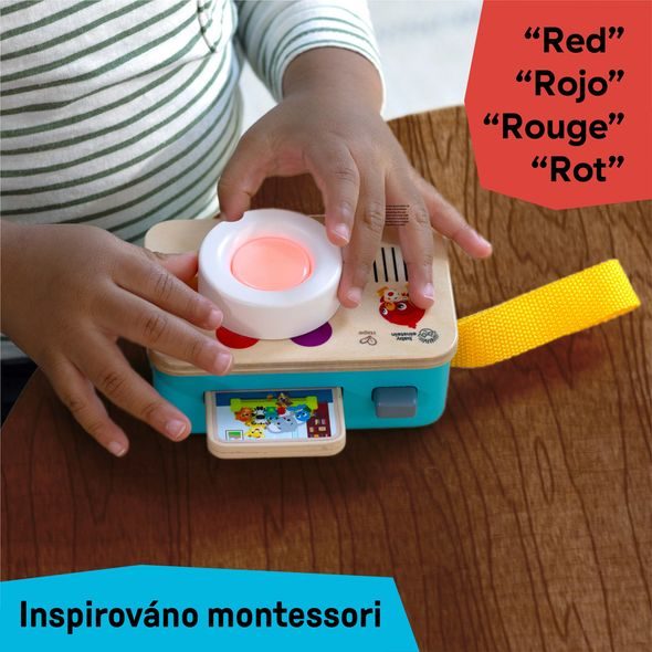 BABY EINSTEIN HRAČKA INTERAKTIVNÍ SE ZVUKEM FOTOAPARÁT HAPE 6M+ - MOTORICKÉ A HUDEBNÍ - PRO DĚTI