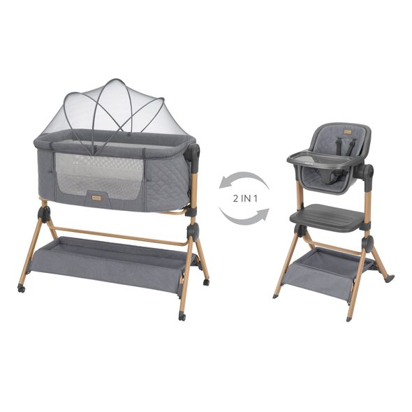 KIKKABOO POSTÝLKA A ŽIDLIČKA 2V1 SLEAT ME GREY - K RODIČOVSKÉ POSTELI - SPINKÁNÍ