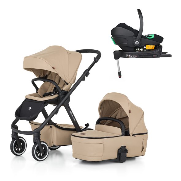 PETITE&MARS KOČÁREK KOMBINOVANÝ ICON 2V1 DOVE GREY LITE AIR + CORE PRO I-SIZE BLACK GREY + BÁZE - TROJKOMBINACE - KOČÁRKY A PŘÍSLUŠENSTVÍ