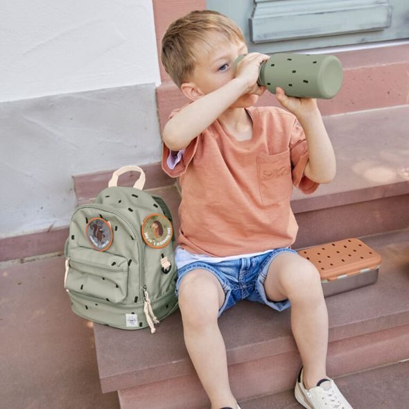 LÄSSIG KIDS BOTTLE STAINLESS STEEL HAPPY PRINTS LIGHT OLIVE - SPORTOVNÍ LAHVE - KRMENÍ