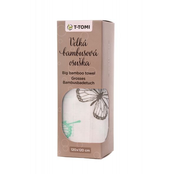 T-TOMI BIO VELKÁ BAMBUSOVÁ OSUŠKA S POTISKEM - ZAVINOVACÍ PLENY / OSUŠKY VELKÉ - PŘEBALOVÁNÍ