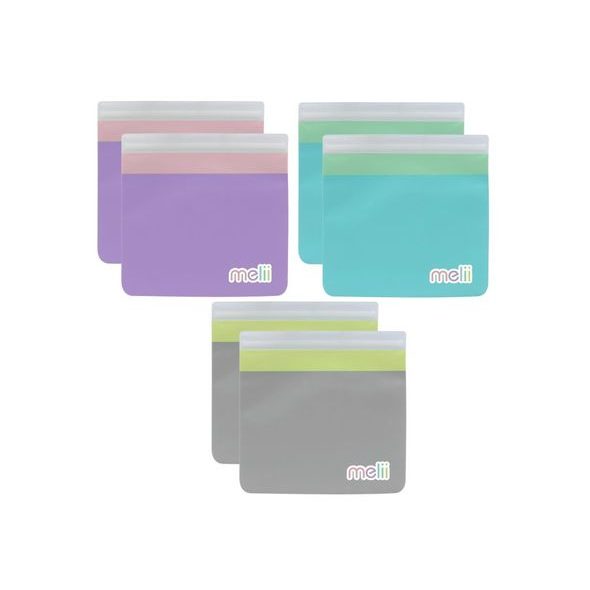 MELII OPAKOVATELNĚ POUŽITELNÉ SÁČKY NA SVAČINU 6KS - JEDNOBAREVNÉ - KAPSIČKY NA JÍDLO - KRMENÍ