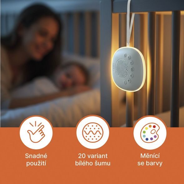 ZOPA PŘENOSNÝ USÍNACÍ MODUL PREMIUM S LED SVĚTLEM, BÍLÝM ŠUMEM A ZVUKY - NOČNÍ SVĚTLA - SPINKÁNÍ