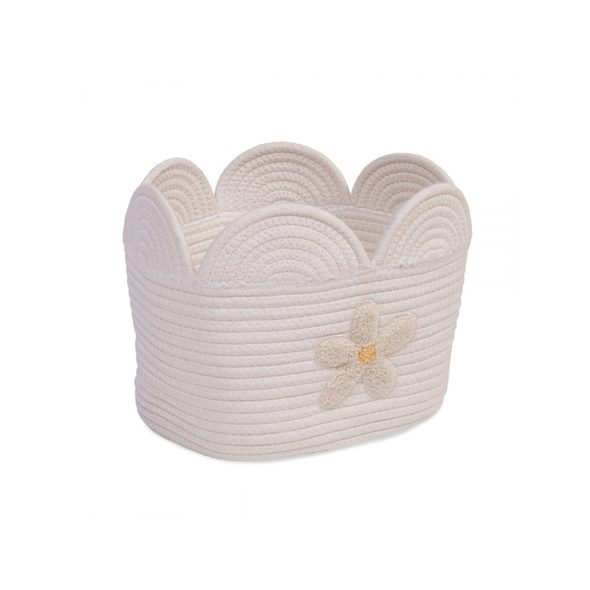 CHILDHOME KOŠ NA HRAČKY KVĚTINA OFF WHITE 30X20X15 CM - BOXY NA HRAČKY - SPINKÁNÍ
