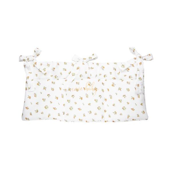 ENIE BABY MUŠELÍNOVÝ KAPSÁŘ BÍLÝ SE ZELENÝMI KVĚTY - POVLEČENÍ DO POSTÝLKY - SPINKÁNÍ