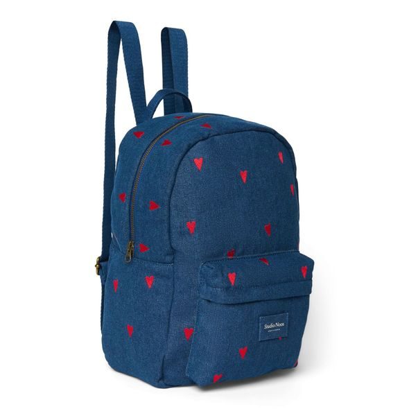 STUDIO NOOS DENIM MIDI BACKPACK - BATŮŽEK | DARK BLUE RED HEARTS - BATOHY A TAŠKY - PRO DĚTI