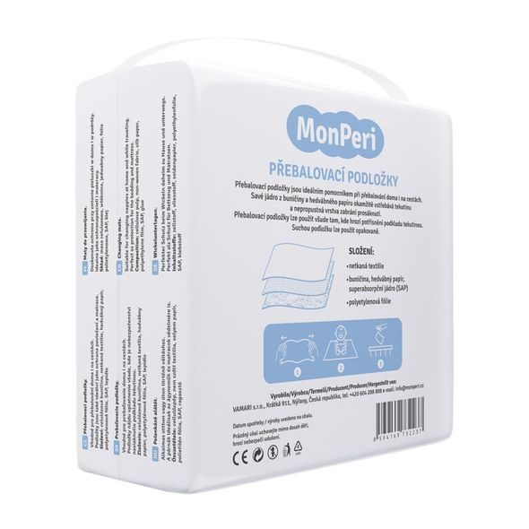 MONPERI PŘEBALOVACÍ PODLOŽKY S 40X60 (15KS) - JEDNORÁZOVÉ PODLOŽKY - PŘEBALOVÁNÍ