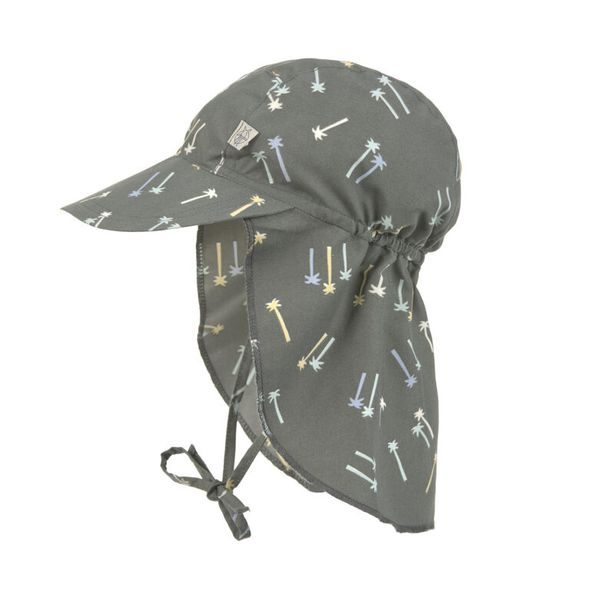 LÄSSIG SPLASH SUN PROTECTION FLAP HAT PALMS DEEP OLIVE 19-36 MO. - ČEPIČKY A KLOBOUČKY - PRO DĚTI