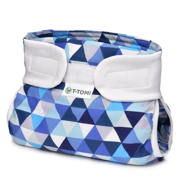 T-TOMI ORTOPEDICKÉ ABDUKČNÍ KALHOTKY - SUCHÝ ZIP BLUE TRIANGLES (DO 3KG) - PLENKOVÉ KALHOTKY - PŘEBALOVÁNÍ