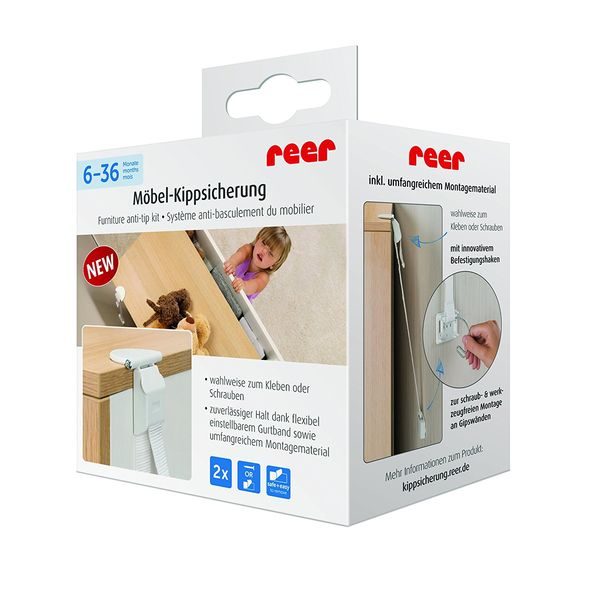 REER DRŽÁK NÁBYTKU ANTI-TIP KIT - BEZPEČNOST DĚTÍ V DOMÁCNOSTI - KOUPÁNÍ A ZDRAVÍ