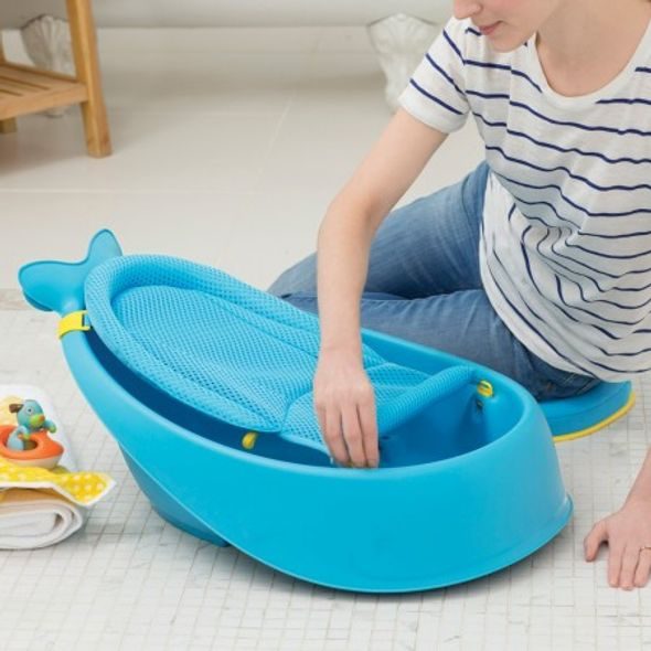 SKIP HOP VANIČKA S ERGONOMICKOU PODLOŽKOU MOBY 3 FÁZOVÁ MODRÁ - VANIČKY PLASTOVÉ - KOUPÁNÍ A ZDRAVÍ