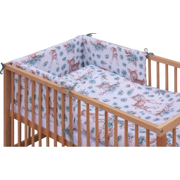 SCARLETT POSTÝLKA 120X60CM S KOMPLETNÍ VÝBAVOU SCARLETT SRNEČEK TYRKYSOVÁ - DŘEVĚNÉ POSTÝLKY - SPINKÁNÍ