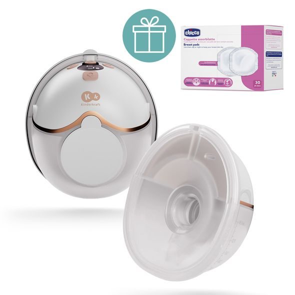 KINDERKRAFT ODSÁVAČKA MATEŘSKÉHO MLÉKA SINGLE HANDS-FREE MAMAFLOW GOLD + CHICCO VLOŽKY DO PODPRSENKY - ODSÁVAČKY MATEŘSKÉHO MLÉKA - KRMENÍ