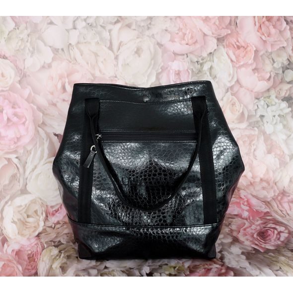 LULLALOVE VELKÁ TAŠKA SHOPPERKA - KROKODÝL ČERNÁ EKO KŮŽE - PŘEBALOVACÍ TAŠKY - KOČÁRKY A PŘÍSLUŠENSTVÍ