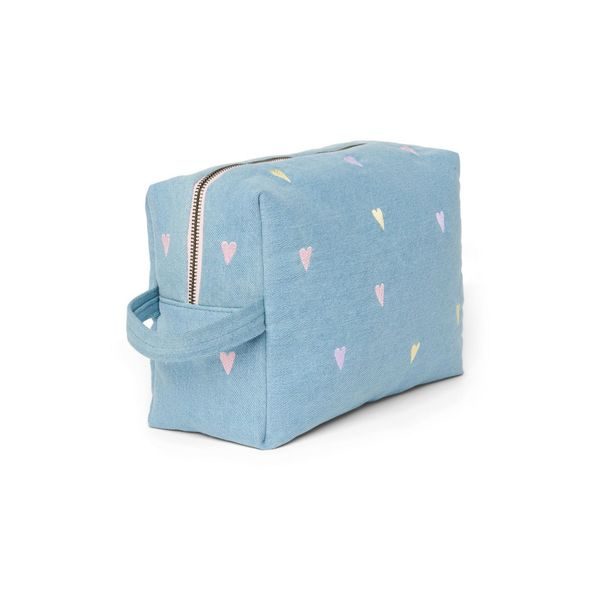 STUDIO NOOS DENIM TOILETRY - TOALETNÍ TAŠTIČKA | HEARTS LIGHT BLUE HEARTS - KOSMETICKÉ TAŠKY - PŘEBALOVÁNÍ
