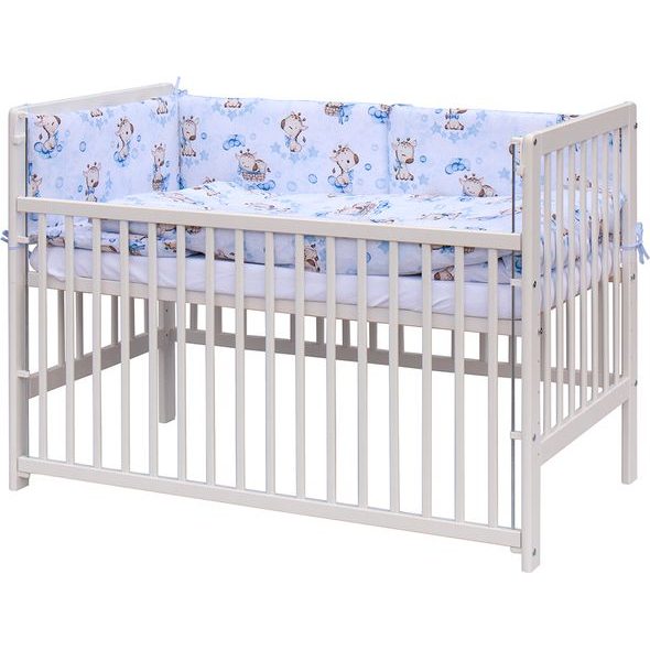 SCARLETT DĚTSKÁ POSTÝLKA S KOMPLETNÍ VÝBAVOU SCARLETT 120X60CM FIKI MODRÁ - DŘEVĚNÉ POSTÝLKY - SPINKÁNÍ