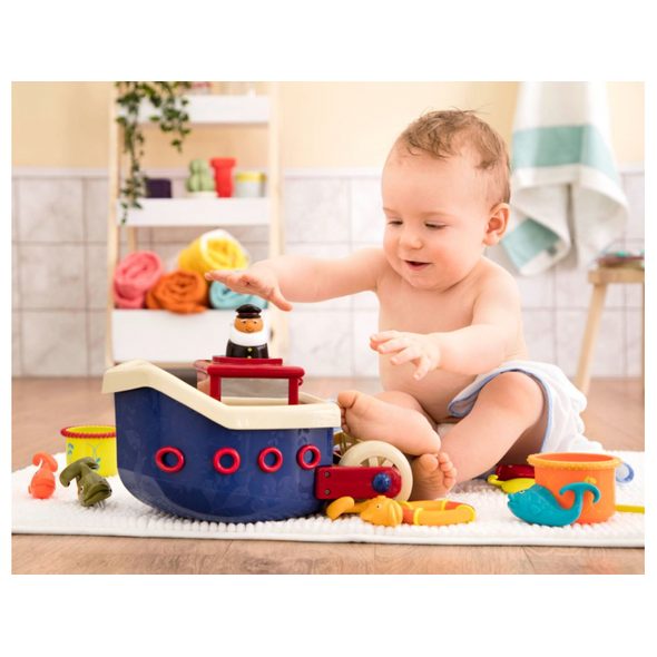 B-TOYS LOĎ S KAPITÁNEM FISH & SPLISH - HRAČKY DO VANY - PRO DĚTI