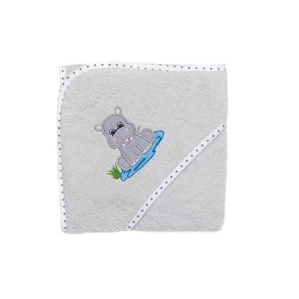 FILLIKID RUČNÍK S KAPUCÍ HIPPO GREY 75X75 CM - OSUŠKY A DĚTSKÉ ŽUPANY - KOUPÁNÍ A ZDRAVÍ