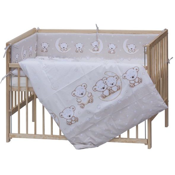 SCARLETT DĚTSKÁ POSTÝLKA SE STAHOVACÍ BOČNICÍ - PŘÍRODNÍ ECO - 120X60 CM S KOMPLETNÍ VÝBAVOU TORO BÉŽOVÁ - DŘEVĚNÉ POSTÝLKY - SPINKÁNÍ