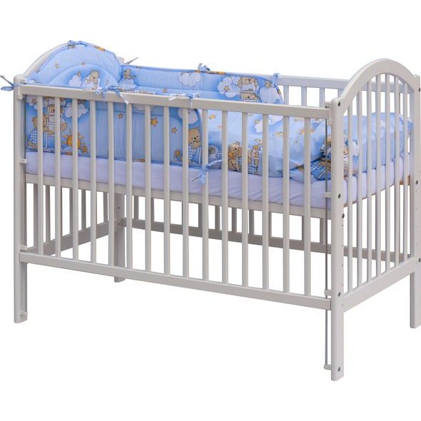 SCARLETT POSTÝLKA 120X60CM S KOMPLETNÍ VÝBAVOU MRÁČEK MODRÁ - DŘEVĚNÉ POSTÝLKY - SPINKÁNÍ