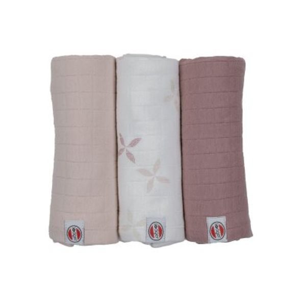 LODGER SWADDLER SOLID MATCHA 3BALENÍ 70 X 70 CM ROSE - ZAVINOVACÍ PLENY / OSUŠKY VELKÉ - PŘEBALOVÁNÍ