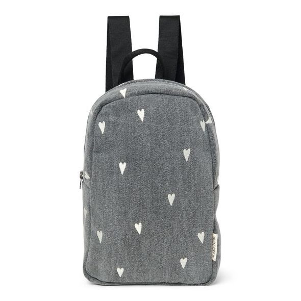 STUDIO NOOS DENIM MINI BACKPACK BATŮŽEK GREY HEART - ORGANIZÉRY A KOŠÍKY - KOČÁRKY A PŘÍSLUŠENSTVÍ