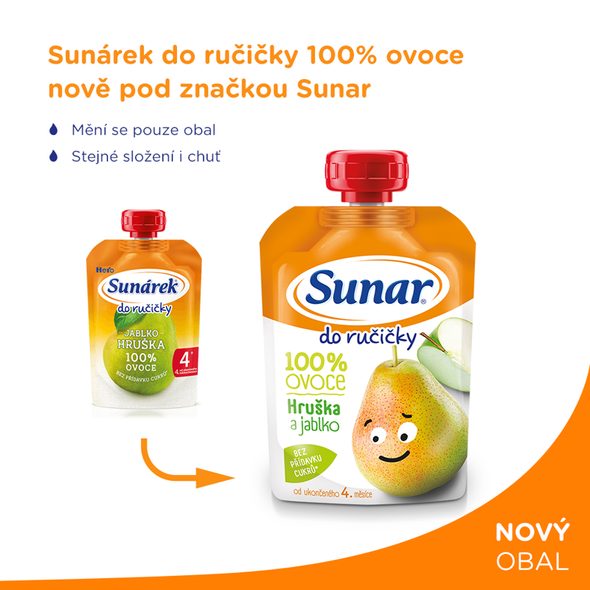 SUNAR DO RUČIČKY HRUŠKA, JABLKO 100G - KAPSIČKY - KRMENÍ