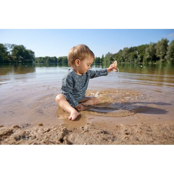 LÄSSIG SPLASH SHORT SLEEVE SUNSUIT JAGS BLUE - UV OBLEČENÍ - PRO DĚTI