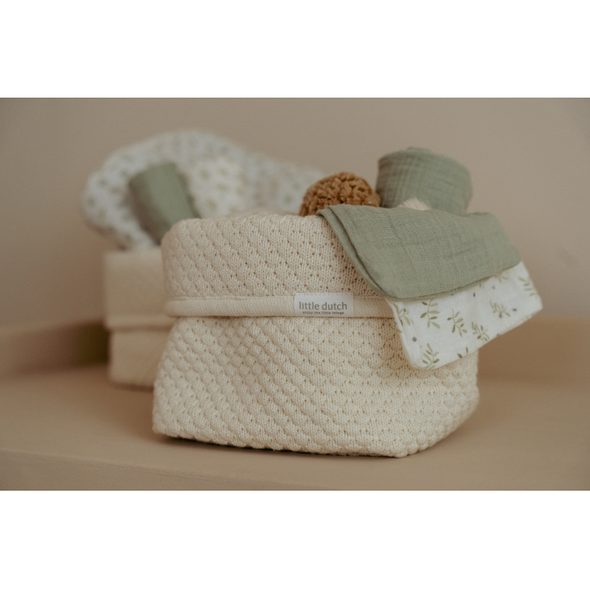 LITTLE DUTCH KOŠÍK PLETENÝ MALÝ PURE SOFT WHITE - ORGANIZÉRY NA PŘEBALOVACÍ PULT - PŘEBALOVÁNÍ