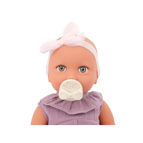 LULLA BABY PANENKA 35 CM V OVERALU S ČELENKOU LILA - PANENKY - PRO DĚTI